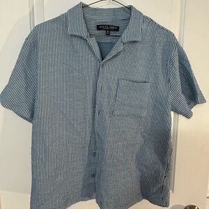 Rustic Soul Men’s Blue and White Striped Short-Sleeve Button-Down Shirt